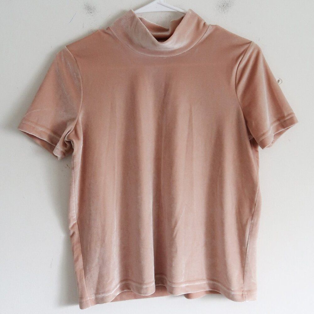 Madewell Blush Mock Neck Velour Top - Size XS